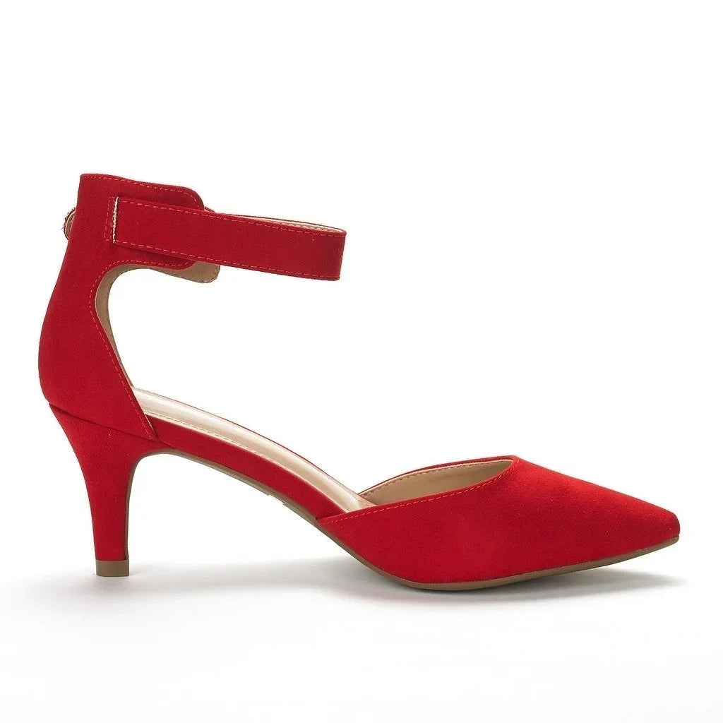 Women Sandals Summer Ladies Bridal Suede 5cm Thick Heel Pumps Wedding Party Shoe Newest Woman Open Toe Sexy Ankle Straps Sandal