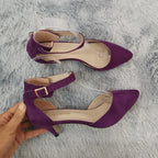 Women Sandals Summer Ladies Bridal Suede 5cm Thick Heel Pumps Wedding Party Shoe Newest Woman Open Toe Sexy Ankle Straps Sandal