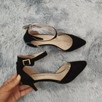 Women Sandals Summer Ladies Bridal Suede 5cm Thick Heel Pumps Wedding Party Shoe Newest Woman Open Toe Sexy Ankle Straps Sandal